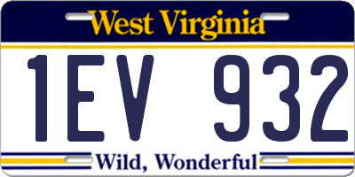 WV license plate 1EV932