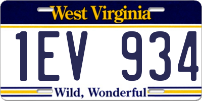 WV license plate 1EV934
