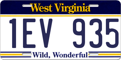 WV license plate 1EV935