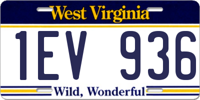 WV license plate 1EV936