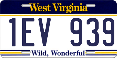 WV license plate 1EV939