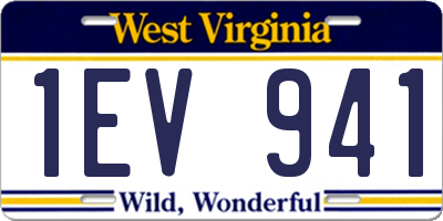 WV license plate 1EV941