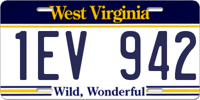 WV license plate 1EV942