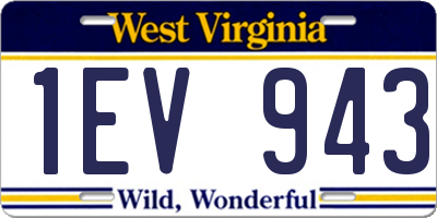 WV license plate 1EV943