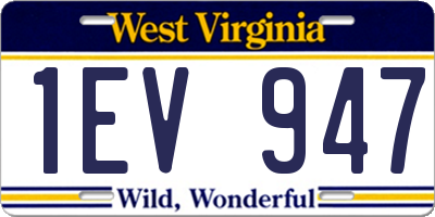 WV license plate 1EV947