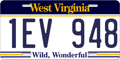 WV license plate 1EV948