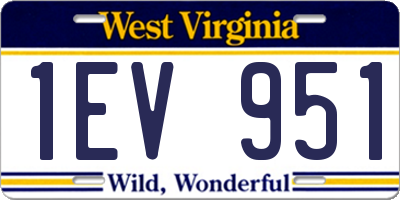 WV license plate 1EV951