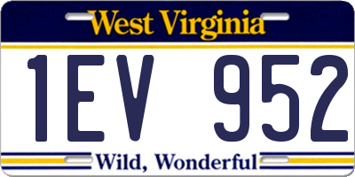 WV license plate 1EV952