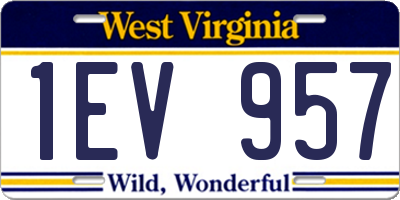 WV license plate 1EV957