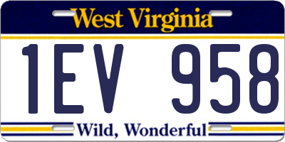 WV license plate 1EV958