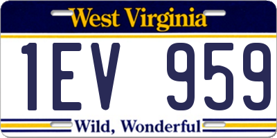 WV license plate 1EV959