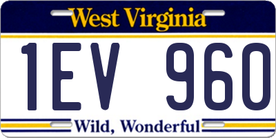 WV license plate 1EV960