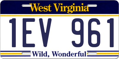 WV license plate 1EV961