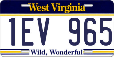 WV license plate 1EV965
