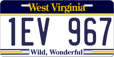 WV license plate 1EV967