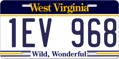 WV license plate 1EV968