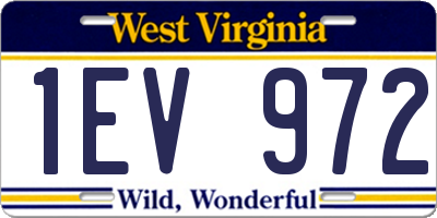 WV license plate 1EV972