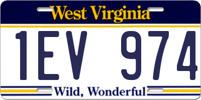 WV license plate 1EV974