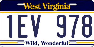 WV license plate 1EV978