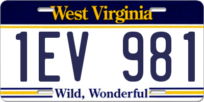 WV license plate 1EV981