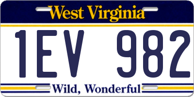 WV license plate 1EV982