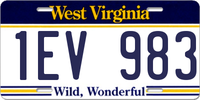WV license plate 1EV983