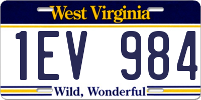 WV license plate 1EV984