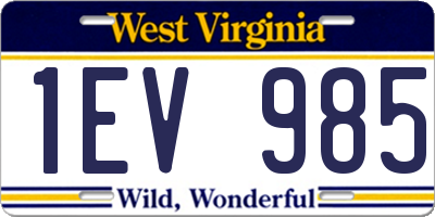 WV license plate 1EV985