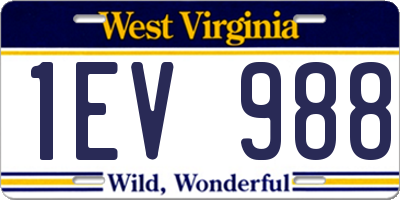 WV license plate 1EV988