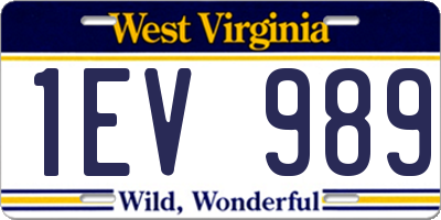 WV license plate 1EV989