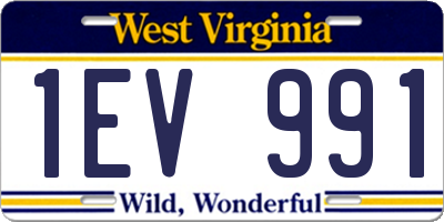 WV license plate 1EV991