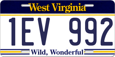 WV license plate 1EV992
