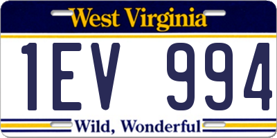 WV license plate 1EV994