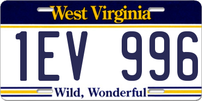 WV license plate 1EV996