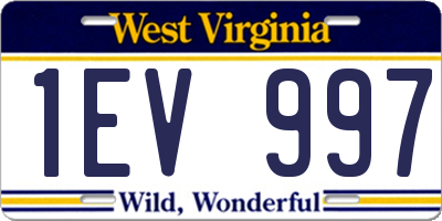 WV license plate 1EV997