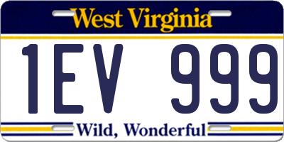WV license plate 1EV999