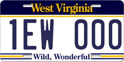WV license plate 1EW000