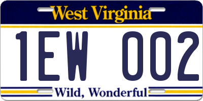 WV license plate 1EW002