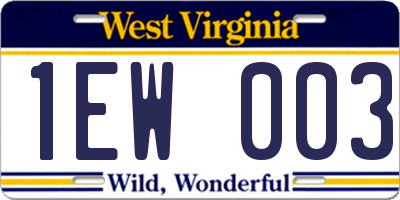 WV license plate 1EW003