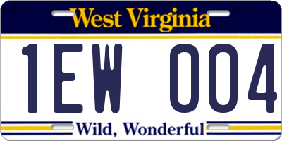 WV license plate 1EW004