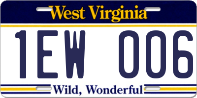 WV license plate 1EW006