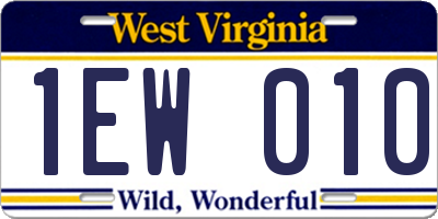 WV license plate 1EW010