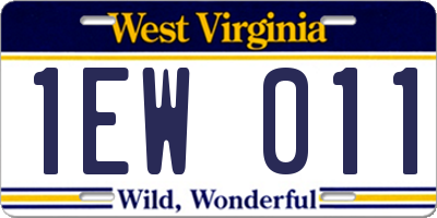 WV license plate 1EW011