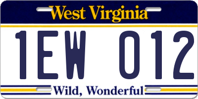 WV license plate 1EW012