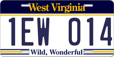 WV license plate 1EW014