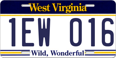 WV license plate 1EW016