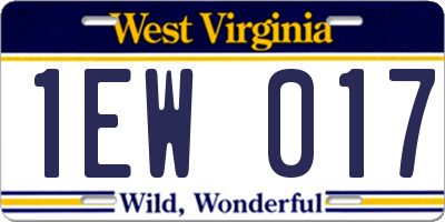 WV license plate 1EW017