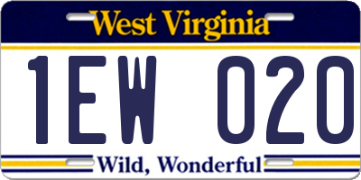 WV license plate 1EW020