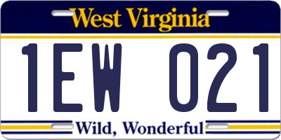 WV license plate 1EW021