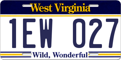 WV license plate 1EW027